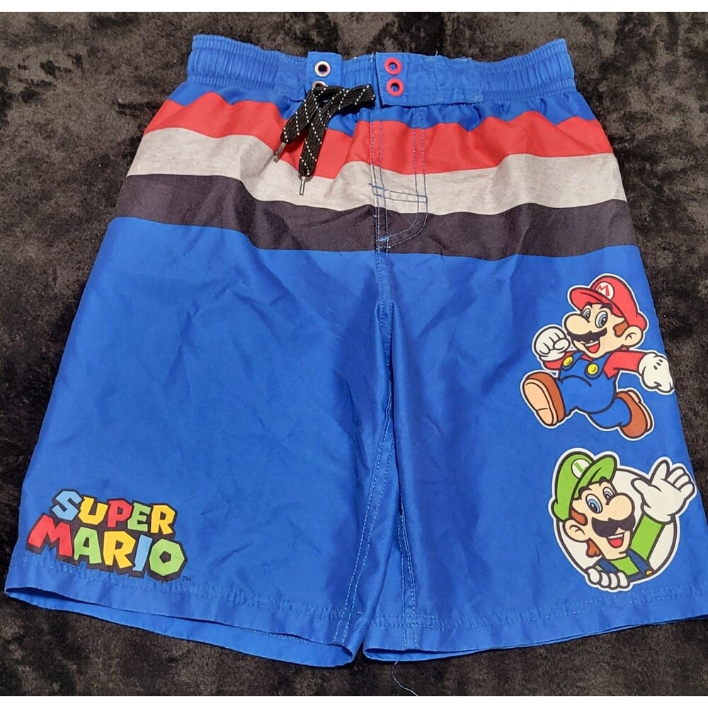 Super Mario Nintendo Luigi Gamer Swim Board Shorts Trunks Boys Size Medium 8